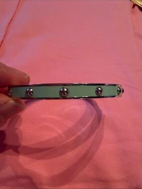 Coach teal Rivet Enamel Studded Silver plated Bangle Bracelet